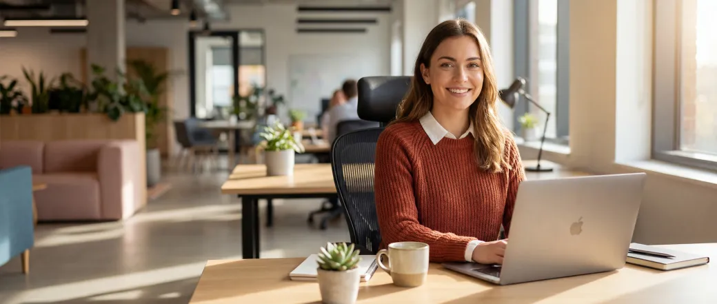 Marketing professional at her desk