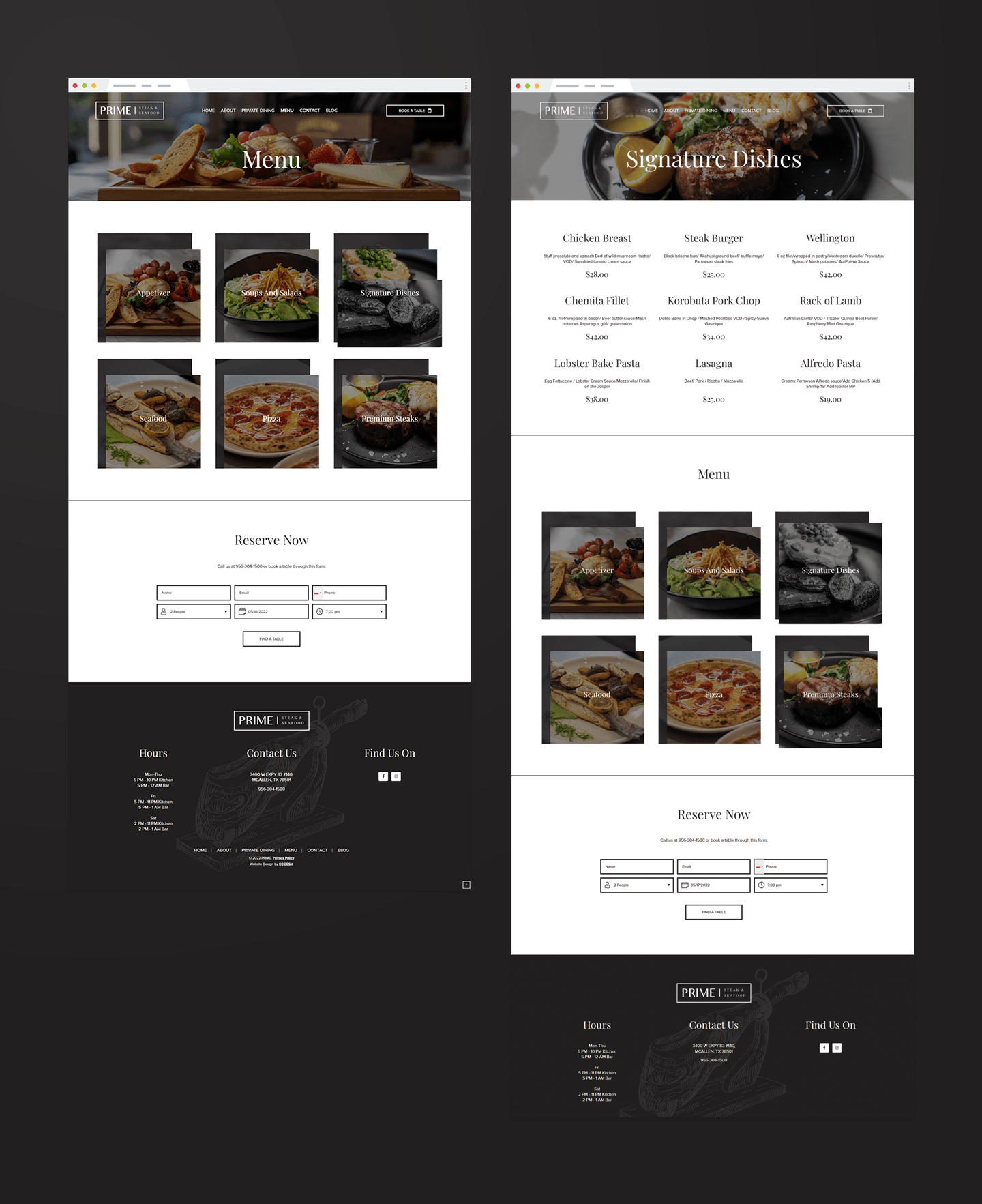 PRIME Steak & Seafood - Website